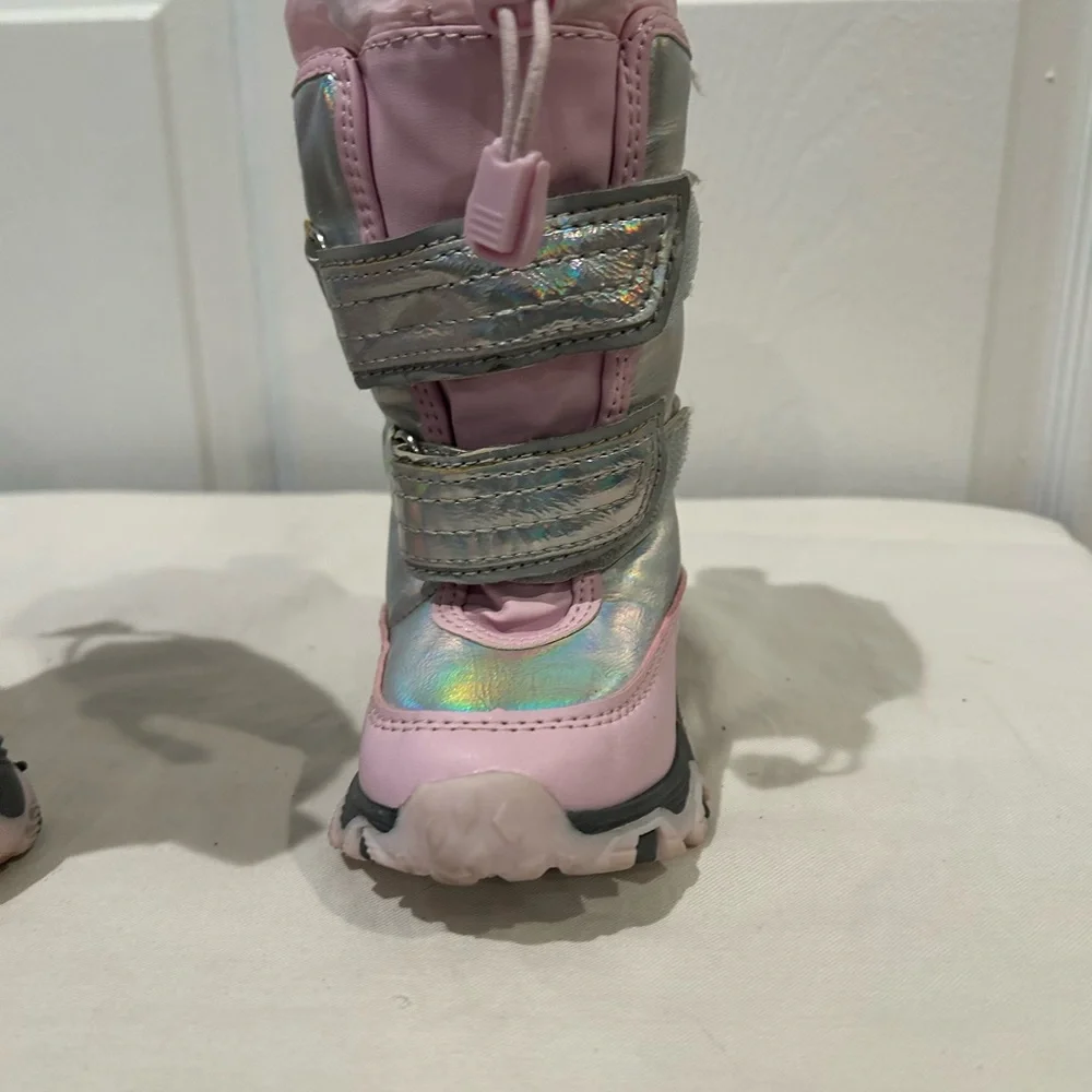 Lands' End Toddler Sz 5 Pink and Silver Holographic Tall Snow Boots